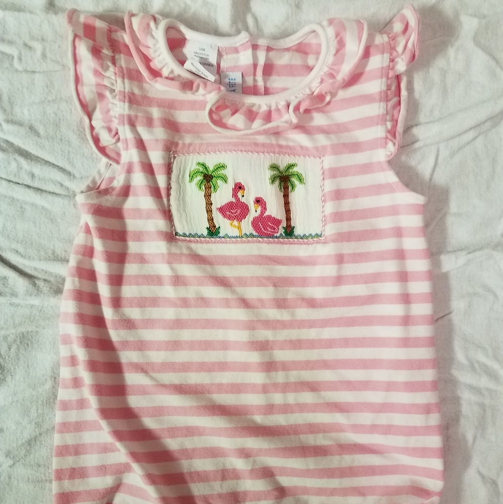 24 month flamingo smocked bubble